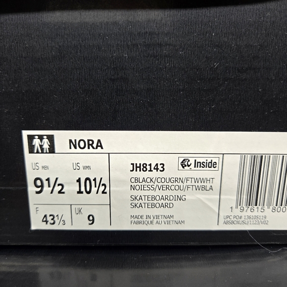 New adidas Nora 'Black Court Green' Men's Suede Shoes Size 9.5 - Picture 8 of 8